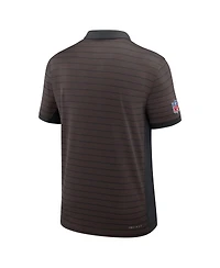 Nike Men's Brown Cleveland Browns Sideline Victory Stripe Performance Polo Shirt