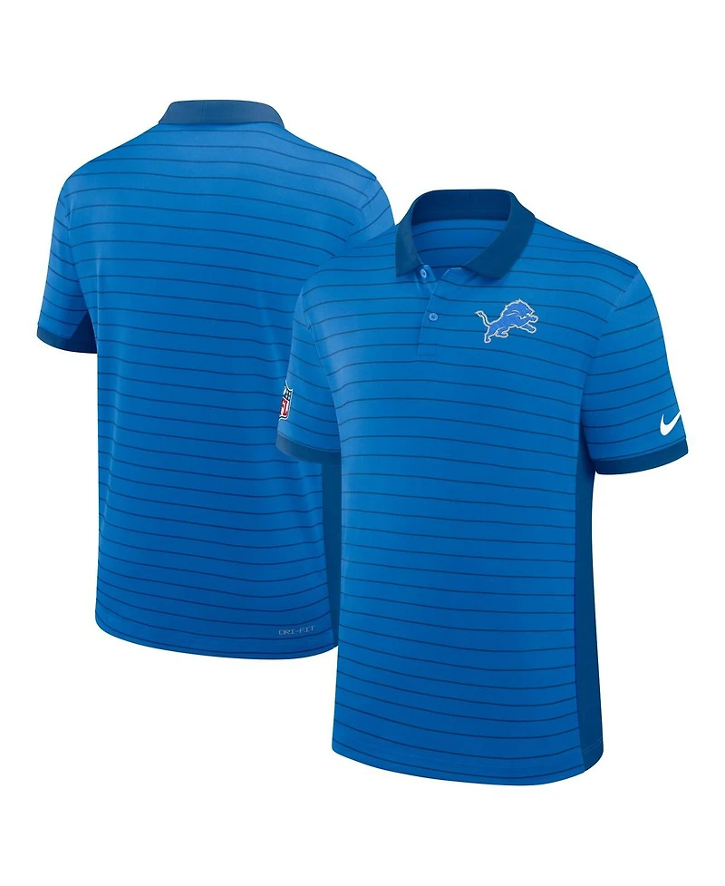 Nike Men's Blue Detroit Lions Sideline Victory Stripe Performance Polo Shirt