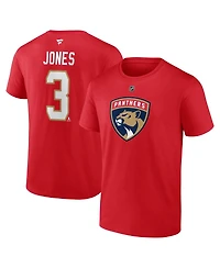 Fanatics Men's Seth Jones Red Florida Panthers Authentic Stack Name Number T-Shirt