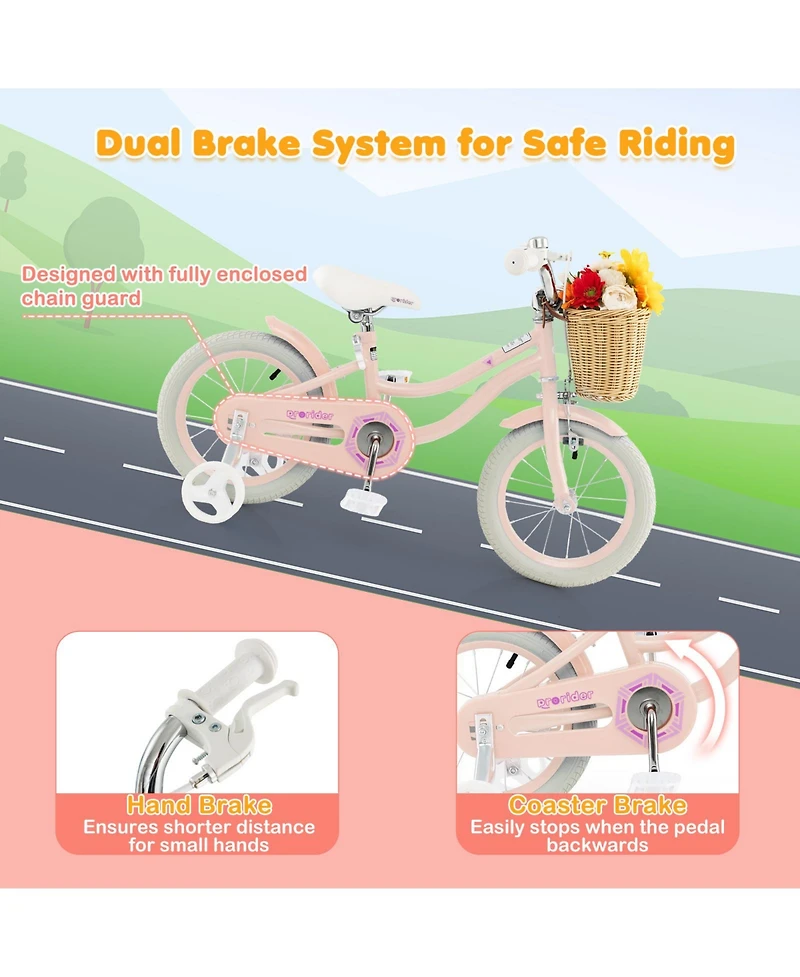 14-Inch Kids Bike with Training Wheels and Adjustable Handlebar Seat