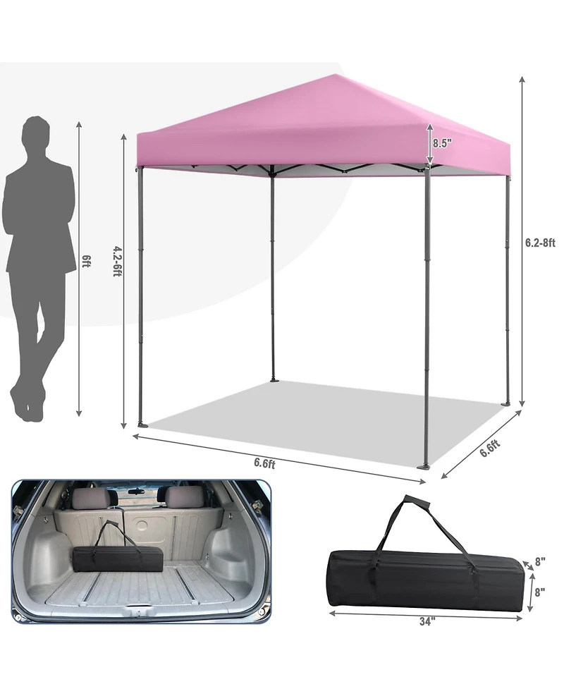 6.6 x 6.6 Feet Outdoor Pop-up Canopy Tent with Upf 50+ Sun Protection