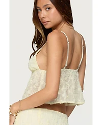Edikted Women's Leora Textured Floral Babydoll Top
