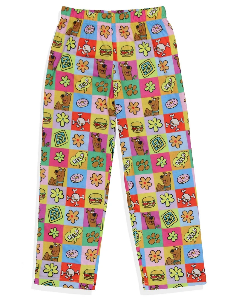 Scooby-Doo Girls' All-Over Print Square Icons Lounge Kids Pajama Pants Sleepwear