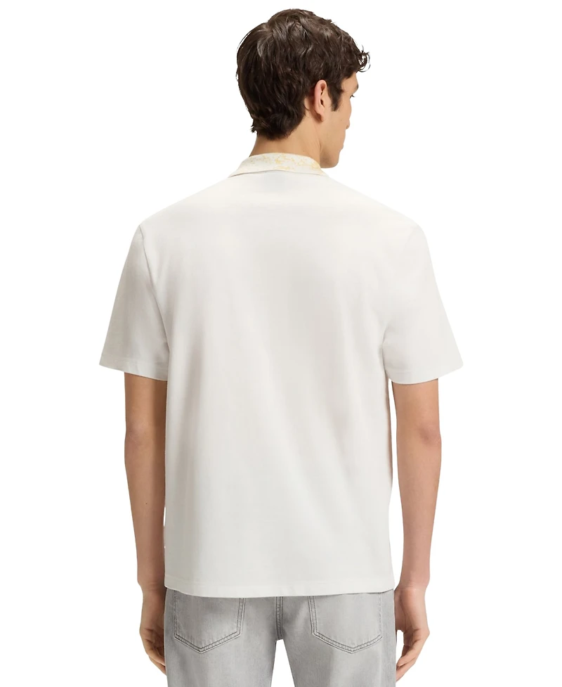 Boss by Hugo Men's Cotton-Pique Patterned Collar Polo Shirt
