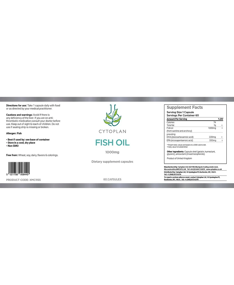 Cytoplan Fish Oil Capsules 60 (caps) Usa