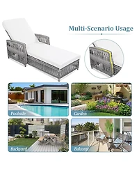 Mondawe 2 Pieces Outdoor Wicker Lounge with 4-Level Backrest,Armrests and Removable Cushions