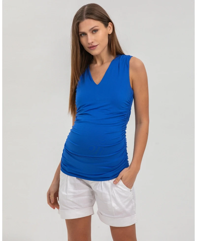 Pietro Brunelli Maternity Linen-Blend Shorts with Stretch Waistband