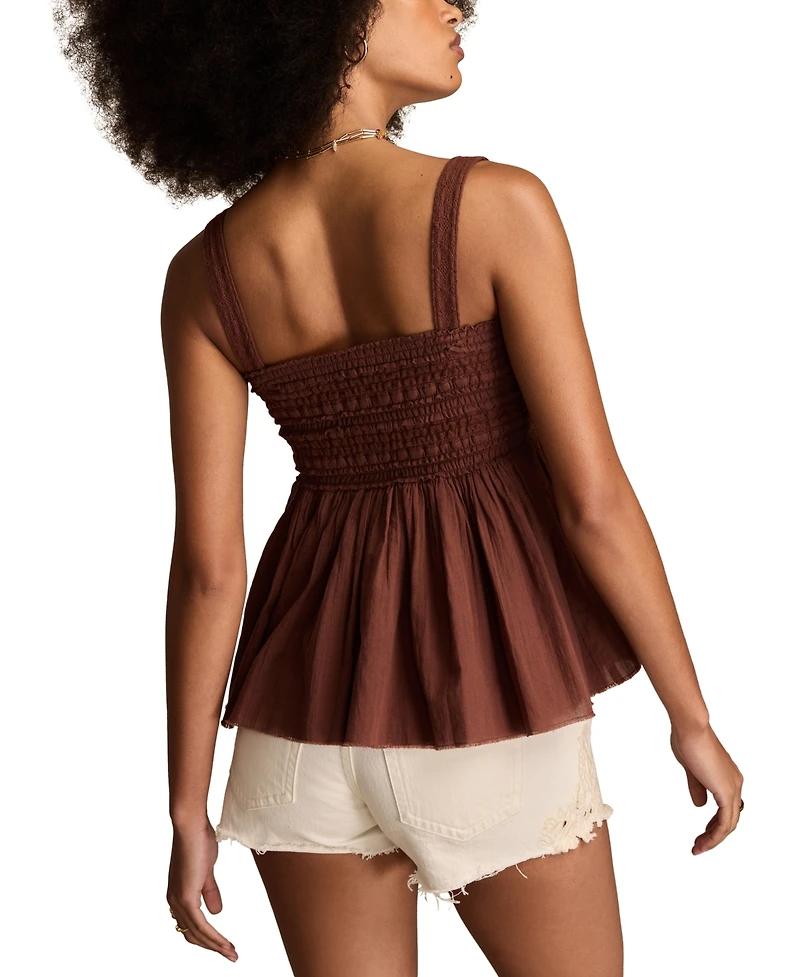 Lucky Brand Women's Smocked Lace Tank Top