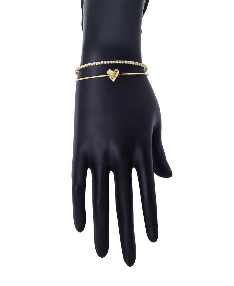 Unwritten Cubic Zirconia Heart Cuff Bracelet