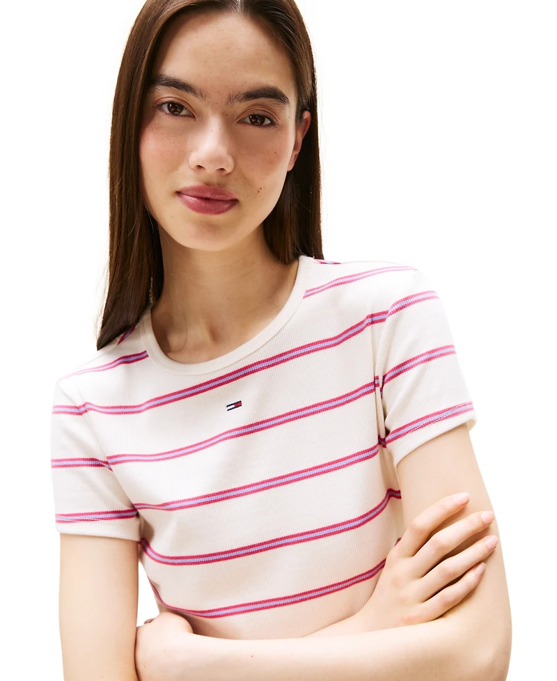 Tommy Jeans Women's Slim Essential Ribbed Badge T-Shirt