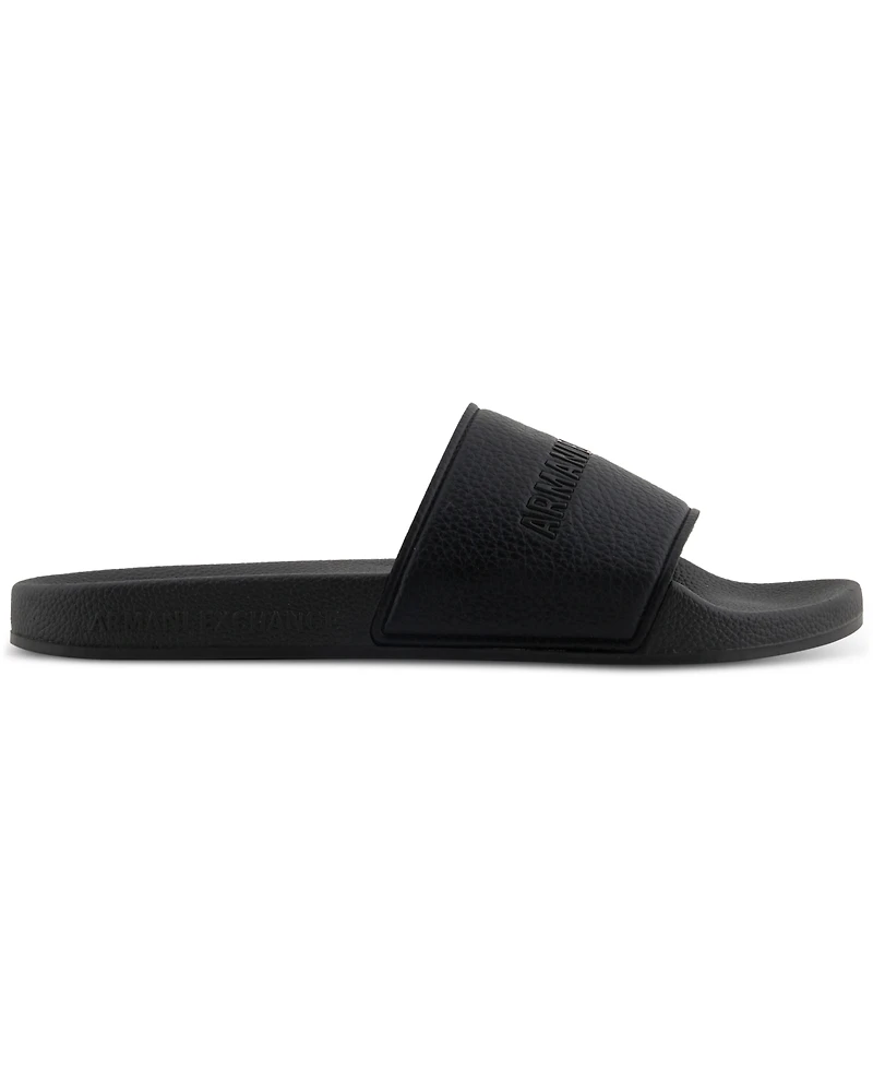 A|X Armani Exchange Men's Logo Embossed Slip-On Slide Sandals