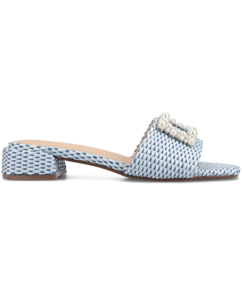 Journee Collection Women's Justina Ornamented Raffia Slide Sandals
