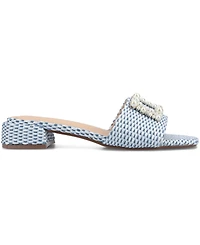 Journee Collection Women's Justina Ornamented Raffia Slide Sandals