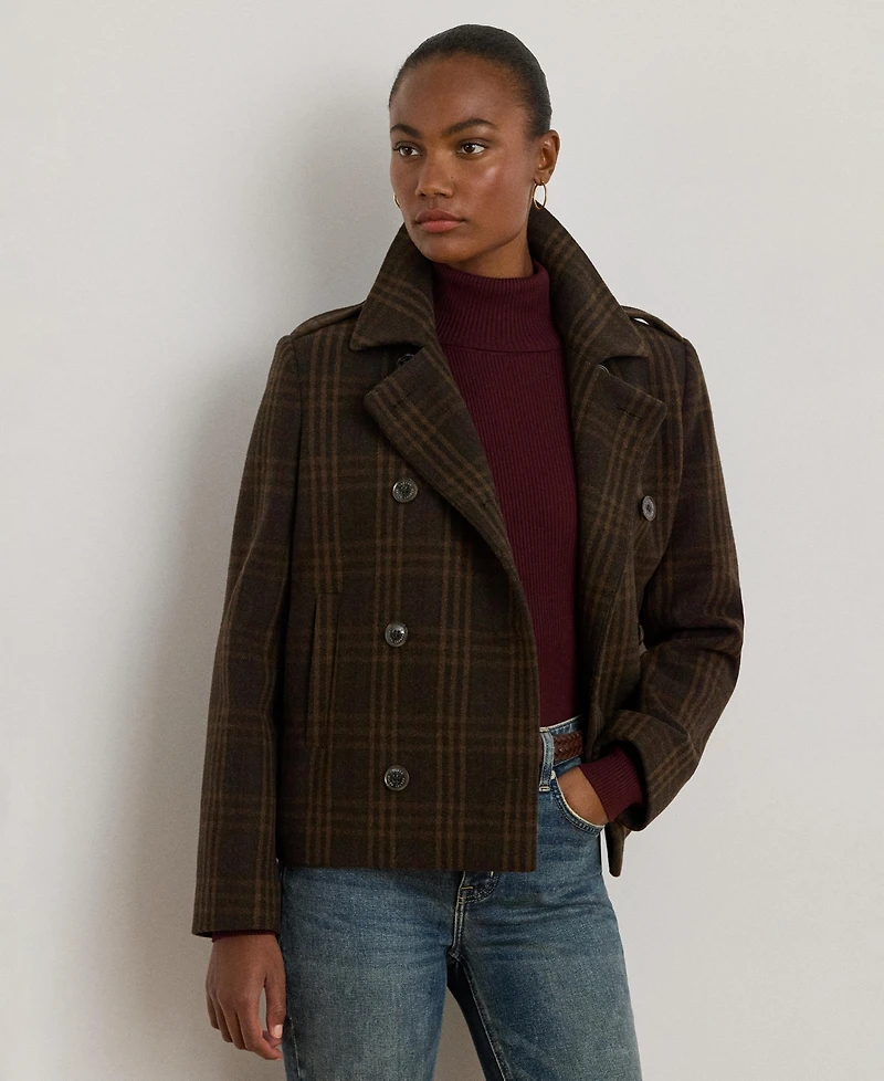 Lauren Ralph Women's Short Double-Breasted Wool Coat
