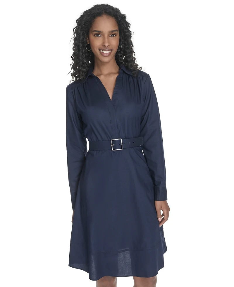 Calvin Klein Women's V-Neck Long-Sleeve A-Line Dress