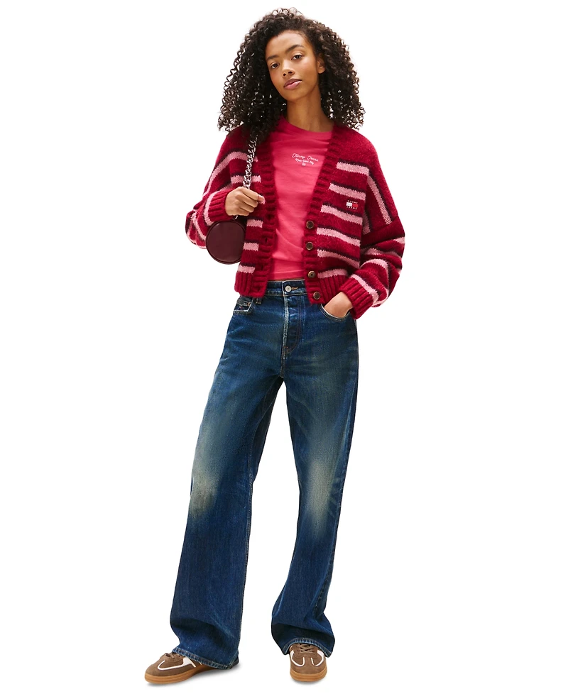Tommy Jeans Women's Striped Button-Front Long-Sleeve Cardigan