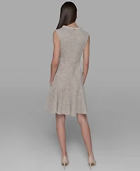 Karl Lagerfeld Paris Women's Stretch Textured Knit Tweed A-Line Dress