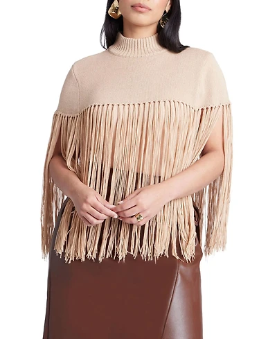 Eloquii Women's Plus Fringe Half Sweater