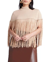 Eloquii Women's Plus Fringe Half Sweater