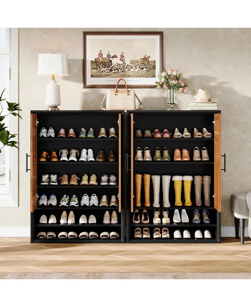 Tribesigns Shoe Cabinet with Doors, 6-Tier Shoe Storage Organizer with Adjustable Shelves for Entryway Hallway Closet
