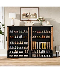 Tribesigns Shoe Cabinet with Doors, 6-Tier Shoe Storage Organizer with Adjustable Shelves for Entryway Hallway Closet