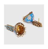 Sohi Floral-Enamel Drop Earrings