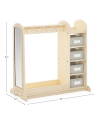 Guidecraft EdQ Dress Up Storage with Bins - Natural: Wooden Montessori Closet Organizer for Costumes and Kids' Pretend Play Toys