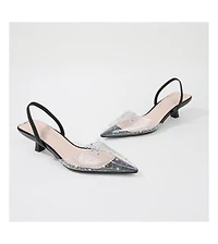 Mabel Clear Rhinestone Kitten Heels