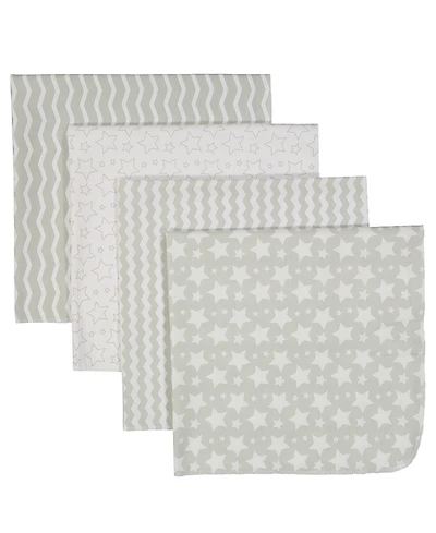 Baby Boys Stars Waves Flannel Receiving Blankets, Pack of 4