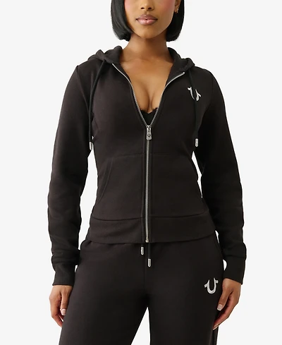 True Religion Women's Lurex Buddha Zip Up Hoodie