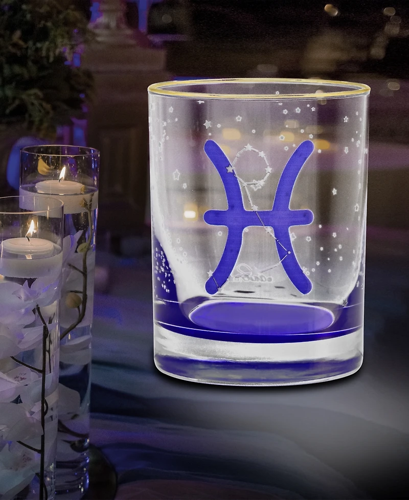 Culver Pisces Zodiac Double Old-Fashioned Glass, Set of 2