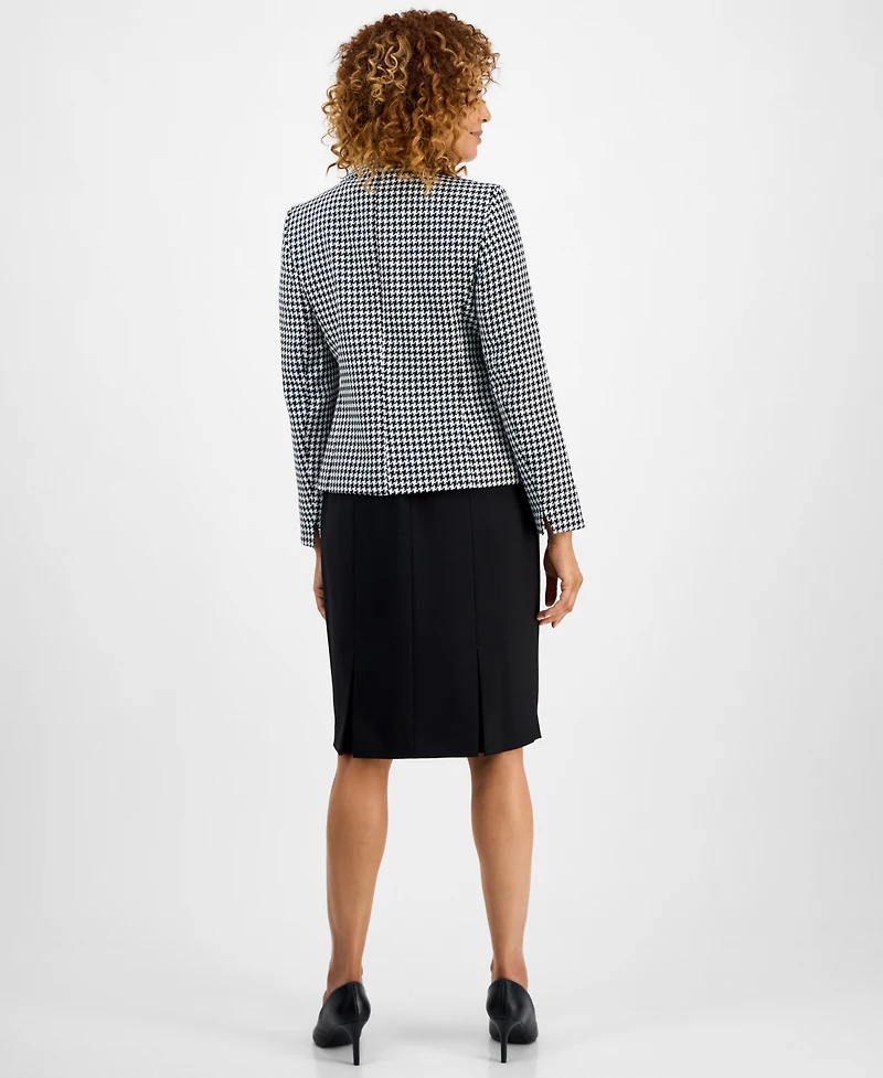 Le Suit Women's Houndstooth Jacket & Pleated Pencil Skirt