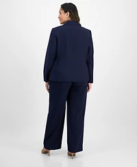Le Suit Plus Two-Button Wide-Leg Pantsuit