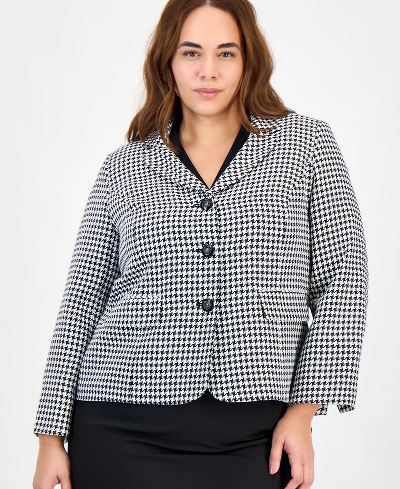 Le Suit Plus Pencil Skirt Houndstooth