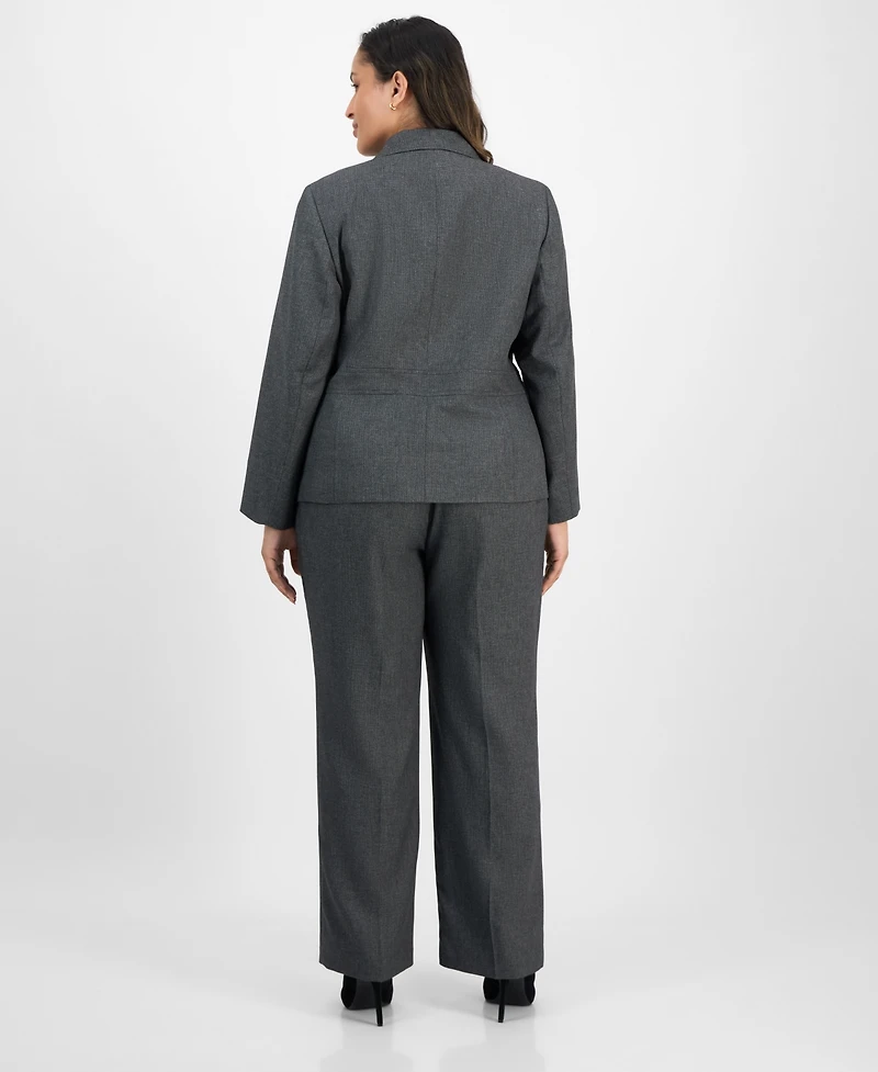 Le Suit Plus Notched Collar Wide-Leg Pantsuit Set