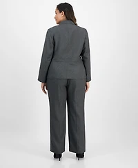 Le Suit Plus Notched Collar Wide-Leg Pantsuit Set