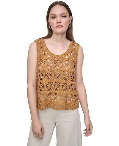 Dkny Jeans Petite Scoop-Neck Sleeveless Crochet Top