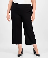 Anne Klein Plus Cropped Wide-Leg Pull-On Pants