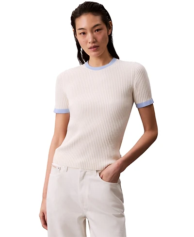 Calvin Klein Jeans Women's Crewneck Rib-Knit Cotton Top