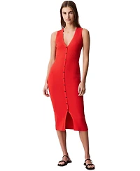 Calvin Klein Jeans Women's Rib-Knit Sleeveless Midi Dress
