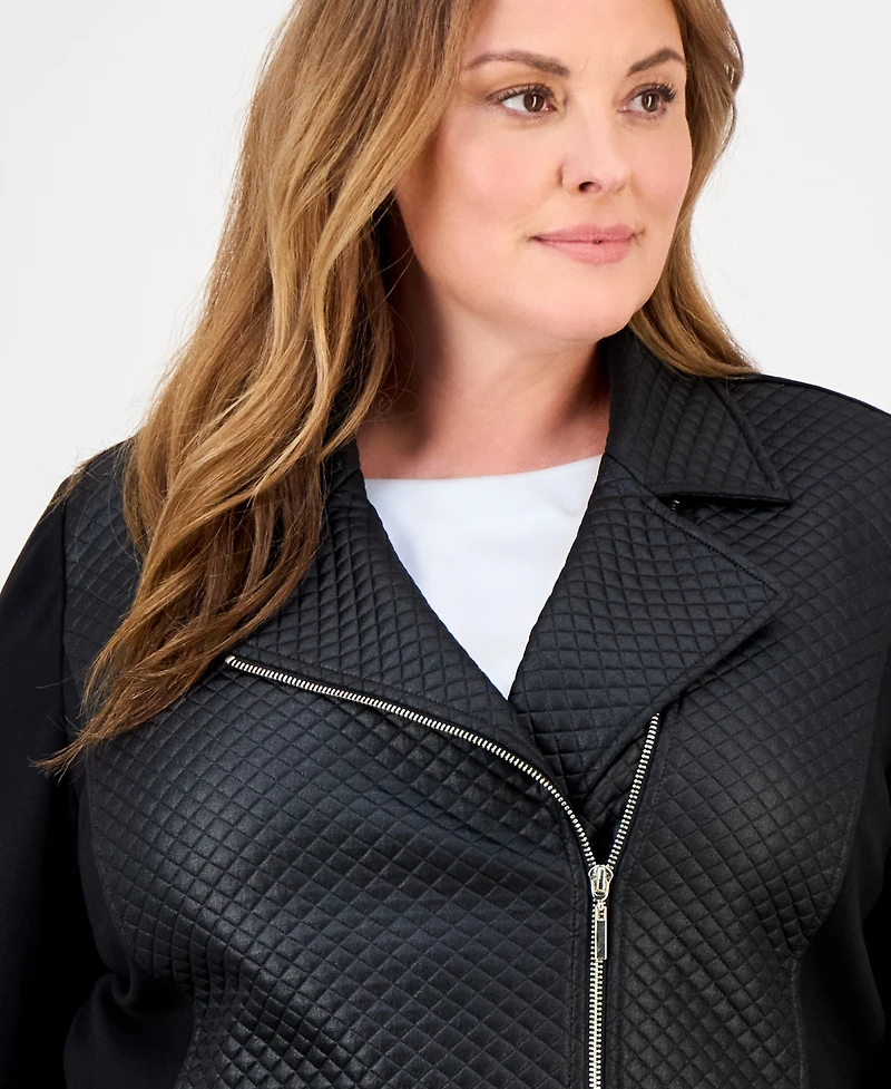 Anne Klein Plus Quilted Moto Jacket