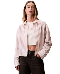 Calvin Klein Jeans Women's Stripe Boxy Cotton Crop Shirt