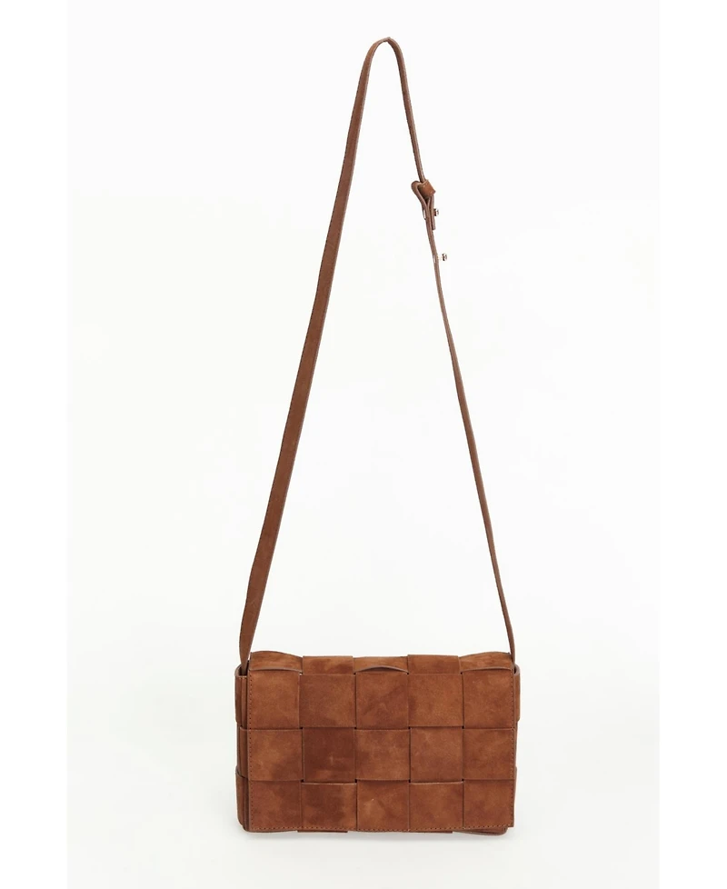 Women's Woven Suede Shoulder Bag, Created for Macy's