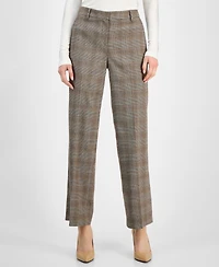 Anne Klein Women's Plaid Mid-Rise Wide-Leg Pants