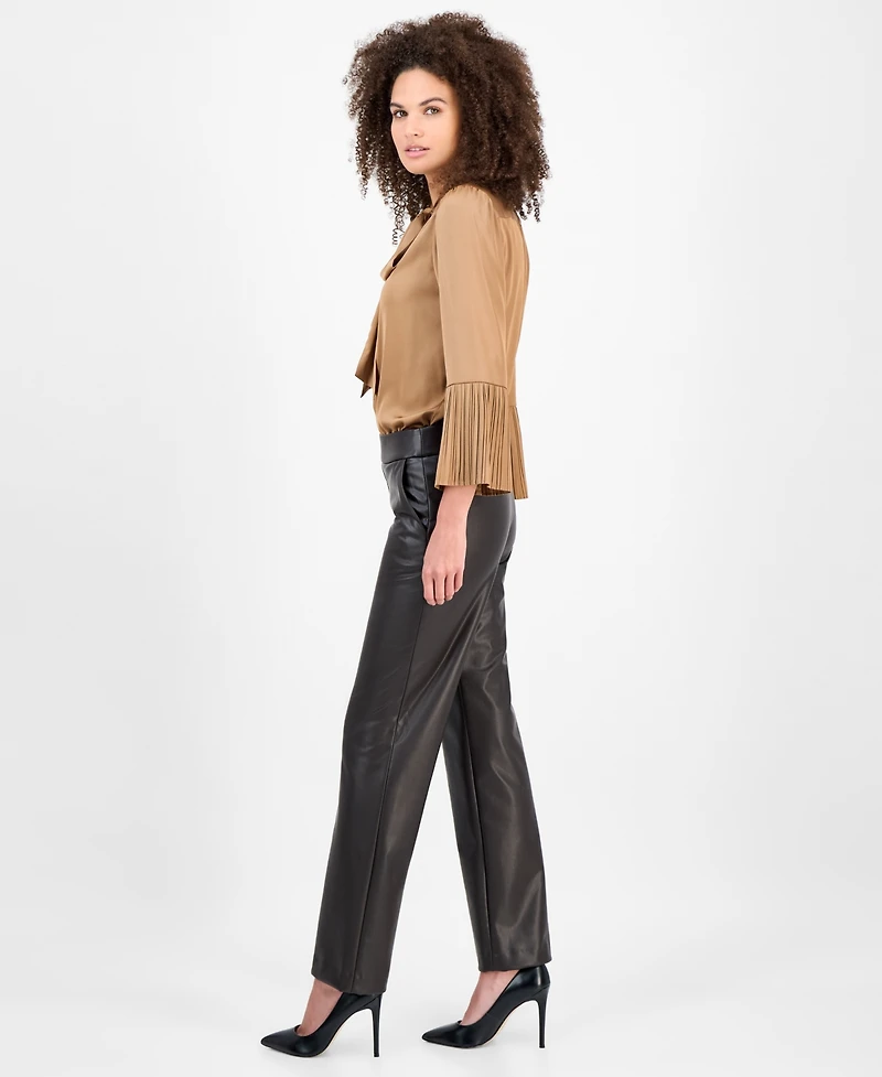 Anne Klein Women's Faux-Leather Pull-On Pants