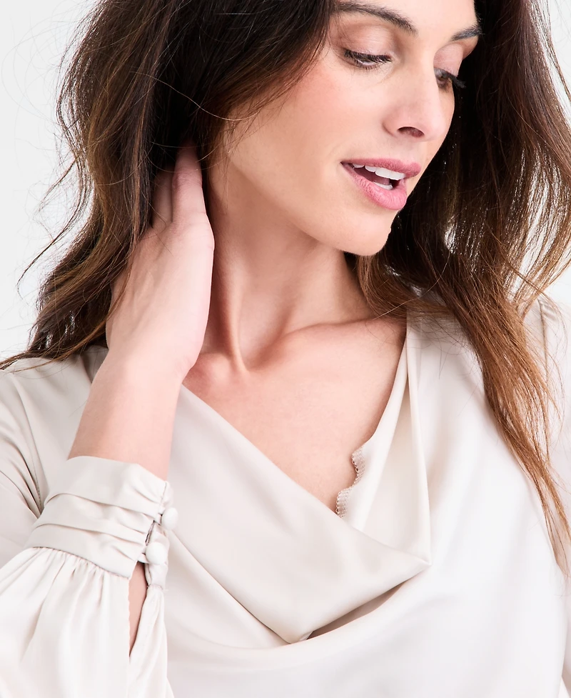 Anne Klein Women's Cowlneck Long-Sleeve Blouse