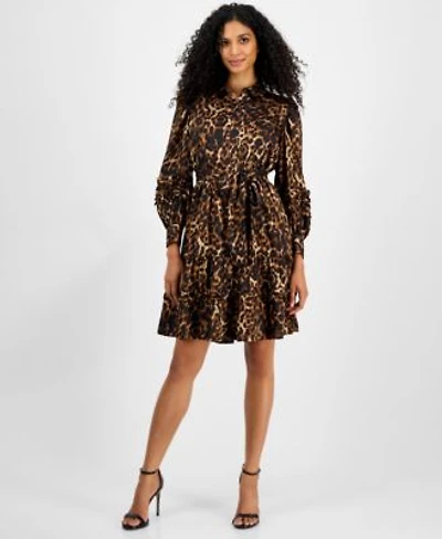 Anne Klein Womens Printed Tie Waist Tiered Shirtdress 0p 16