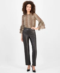 Anne Klein Women's Printed Ruffle-Cuff 3/4-Sleeve Blouse
