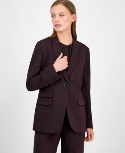 Anne Klein Womens Curved Lapel Double Pocket Blazer 0p 16