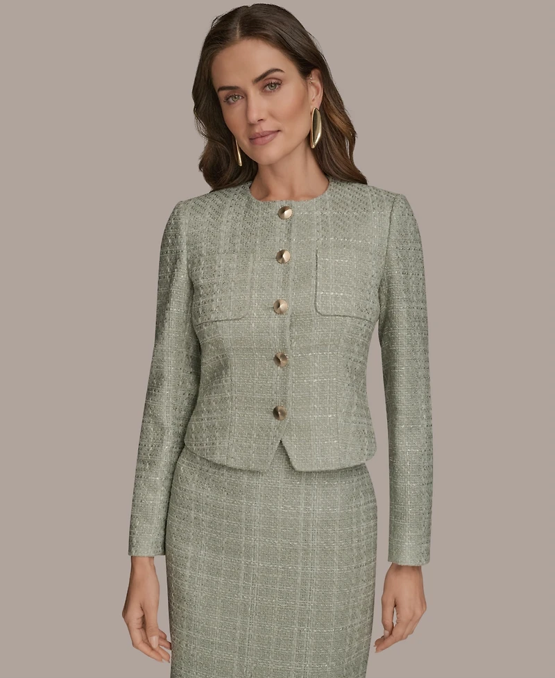Donna Karan New York Women's Collarless Tweed Jacket